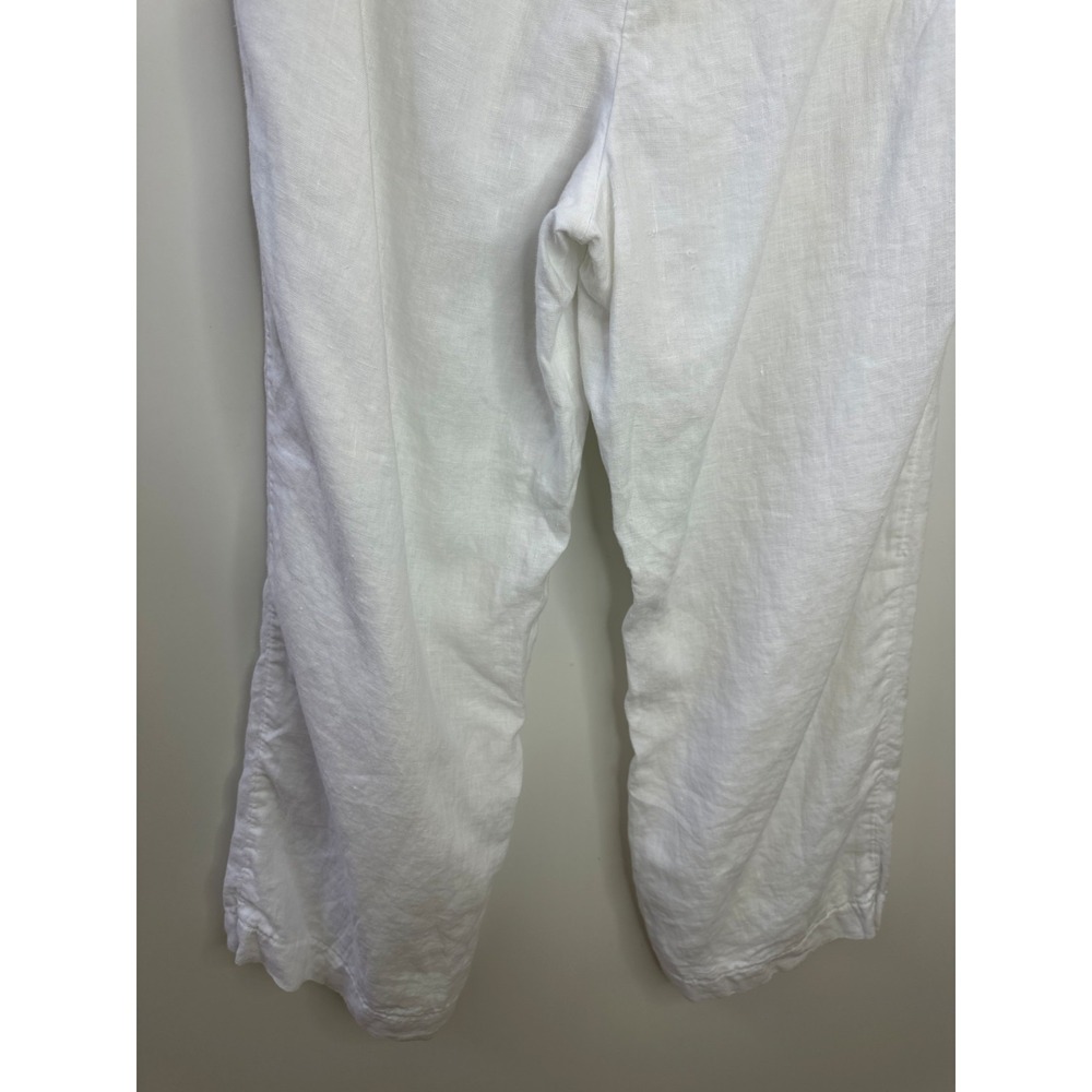 Charter Club Luxury 100% Linen Crop Ankle Pants White Drawstring Lined Pockets M - Picture 10 of 13